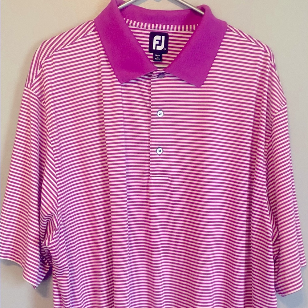FootJoy Lisle Feeder Stripe Knit Collar Polo